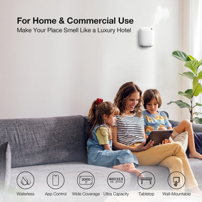 Airversa Smart Scent Air Machine with 400mL Capacity Up to 2000 sq.ft. Waterless Essential Oil Diffuser for Home and Commercial Use, Aromatherapy Scent Diffuser for Large Rooms, ANW-Black