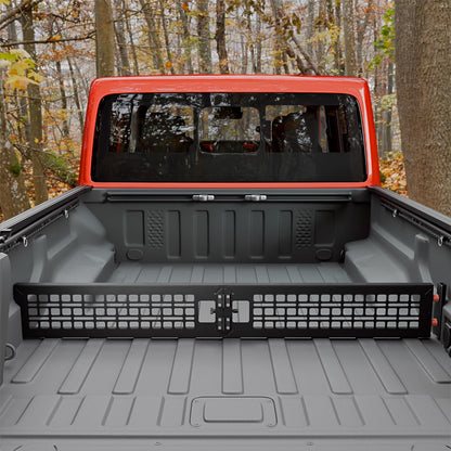 Maxzina Truck Bed Divider Compatible with 2020-2025 2026 Jeep Gladiator Cargo Divider Trunk Organizer Aluminum Alloy Luggage Divider Replacement with Molle Panel for 2024 Gladiator Accessories