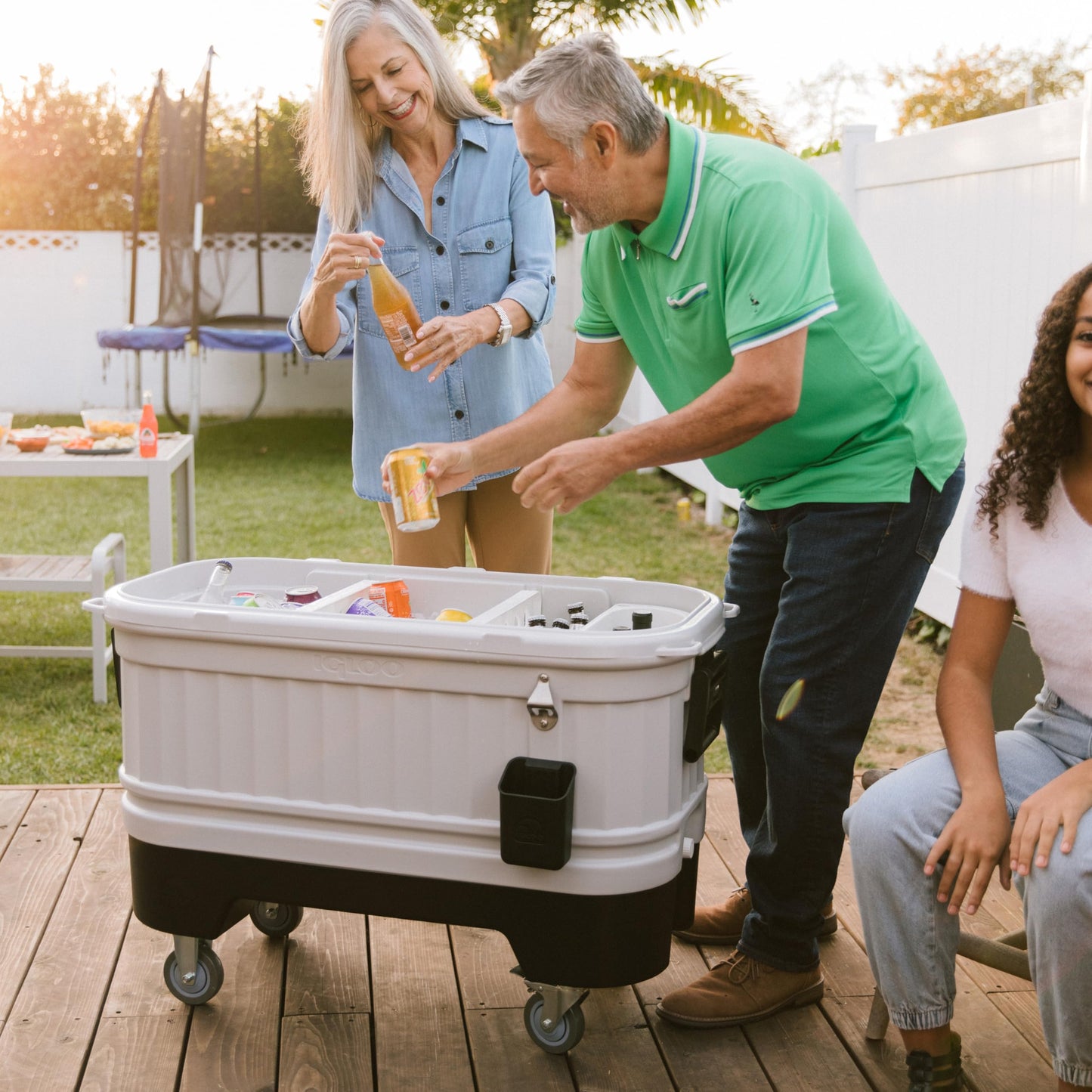 Igloo Party Bar 125 Qt Cooler with Wheels | Insulated Rolling Ice Chest | Light Gray