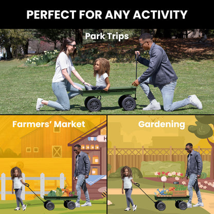 Jeep Wrangler Classic Kids Wagon by Delta Children – Rolling Utility Cart with All-Terrain Tires, Fold-Under Handle, Steel Body Pull Wagon for Outdoor Play, Olive Green Willys Jeep Heritage Design