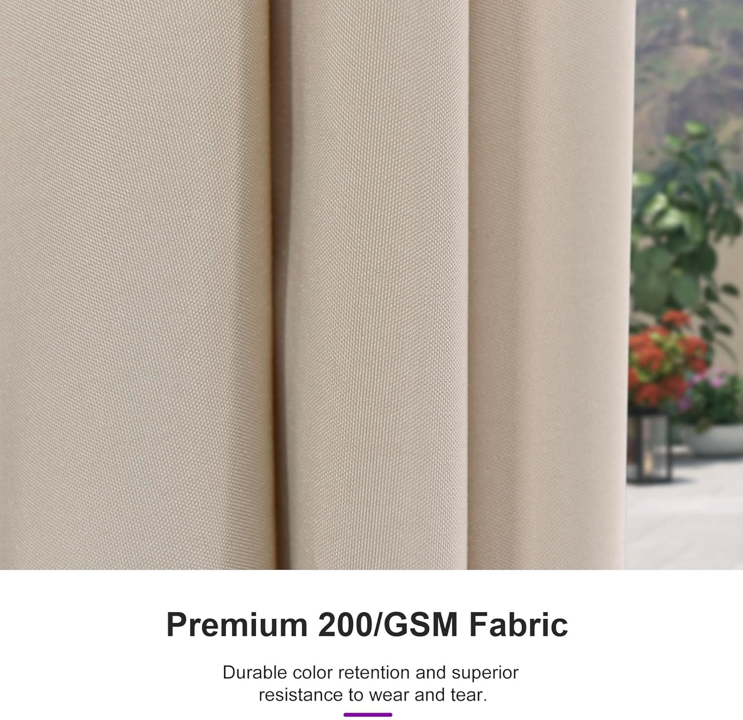 PURPLE LEAF 8' x 8' Square Patio Umbrella - Tilt Adjustment & Champagne Aluminum Frame for Deck, Garden, or Lawn