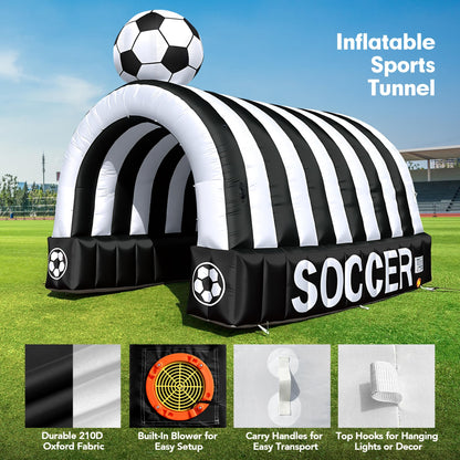 Wellcomer Inflatable Soccer Tunnel Entrance with Built-in Blower, 16x10x13.5FT Inflatable Tunnel Tent for Sports Events, Comercials & Trade Shows, Themed Walkways