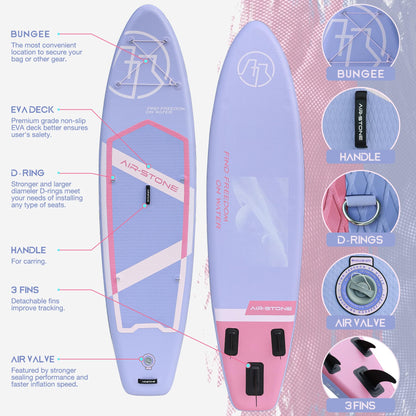 AIR-STONE Inflatable Paddle Board - 10'6" SUP for Adults, Ultra-Stable & Lightweight, All-Around Design for Surfing, Fishing, Yoga, Includes Full Accessories Set -Planet Purple