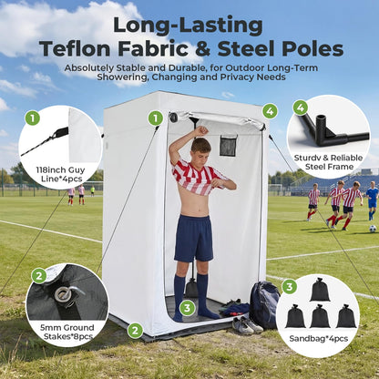 Alvantor® Shower Tent Changing Room Outdoor Shower Enclosure Privacy Shelter Toilet Tent Dressing Shelter Teflon Coating Fabric Multi-Proof Steel Pole for Patio, Garden, Poolside 47"x47"x81"