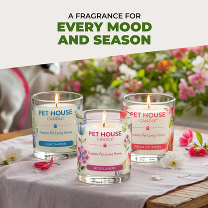 One Fur All Pet House Vanilla Candle Plant-Based/Soy - Clean Burning Scented, Long Lasting Pet Odor Candle for Home - Fresh Citrus