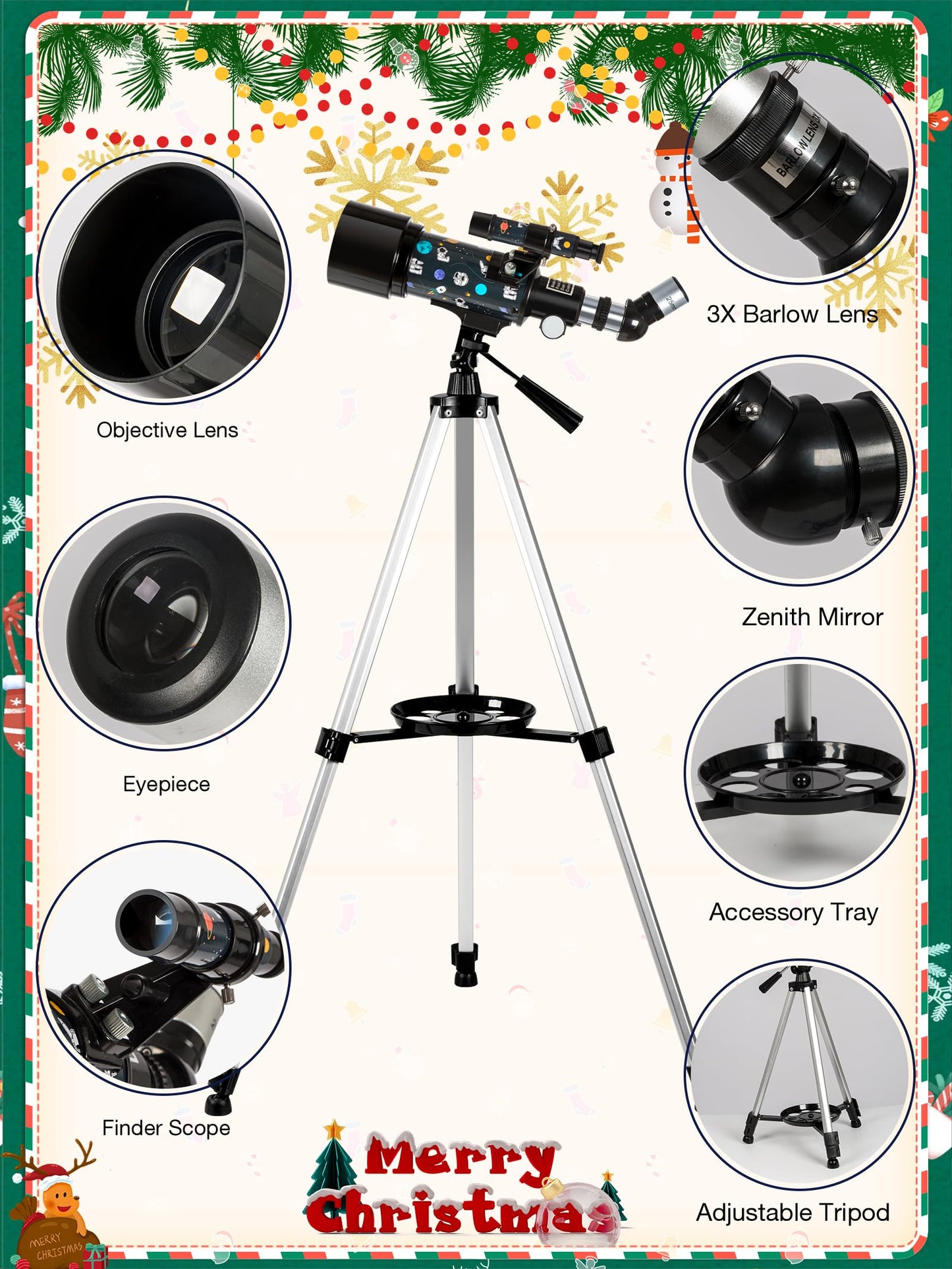 Telescope for Kids Adults Astronomy Beginners Over 8 Years Old, 70mm×400mm Aperture Astronomical Refractor Telescopes with Phone Adapter & Wireless Remote, Astronomy Space for Christmas Birthday