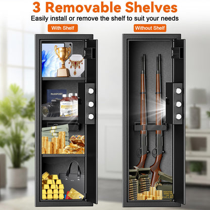 Heavy Duty Fireproof Wall Safes Between the Studs, Extra Large Fire Security Wall Safe with Digital Keypad lock and 3 Removable Shelf, Wall Rifle Safe Fireproof for Home, Gun, Cash, Documents, Jewelry
