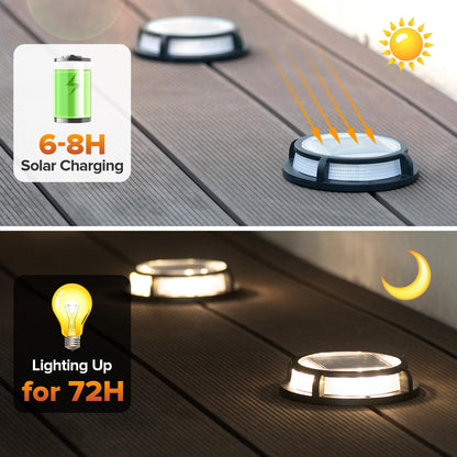 LUTEC Solar Driveway Lights, IP67 Waterproof, 12 LEDs, 12 Pack, Black, Model DK-250313