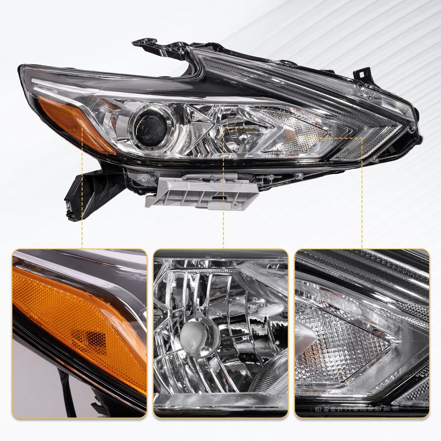 ShotFiled Halogen Headlights w/o LED DRL Headlamp Compatible with 2016 2017 2018 Nissan Altima Chrome Housing Headlights（Left Driver Side