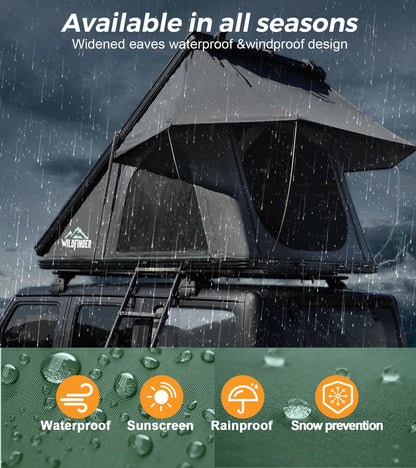 WildFinder Rooftop Tent Hard Shell Roof Top Tent Hardshell Suitable for Jeep SUV Truck Van, 2-3 Person, Gray