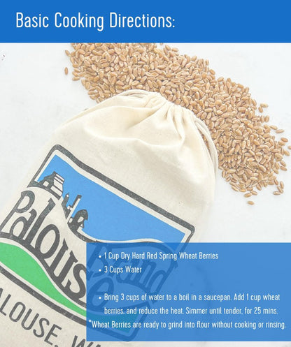 Palouse Brand Certified Glyphosate Residue Free Hard Red Spring Wheat Berries | 5 LBS | 100% Non-Irradiated | Certified Kosher Parve | USA Grown | Non-GMO Project Verified