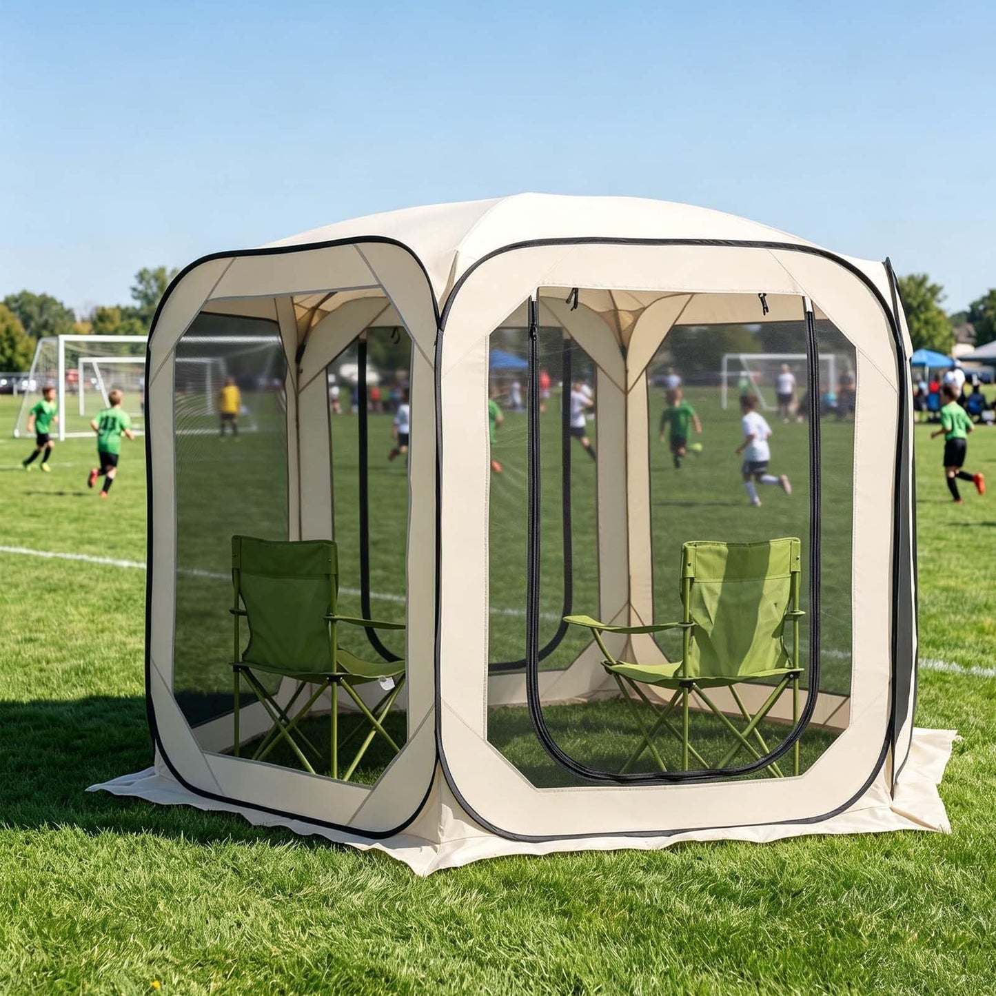 Oilpus Pop-Up Screen House Tent with Mosquito Netting 10x10 FT for 4–6, Portable Screen Room Canopy for Patio, Backyard, Camping, Deck & Outdoor Activities, Resistant Roof UV Gazebo with Carry Bag