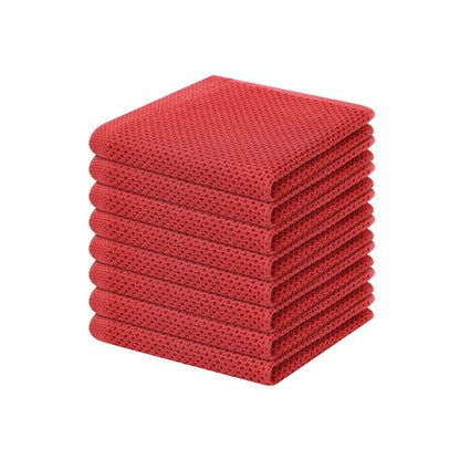 Homaxy 100% Cotton Waffle Weave Kitchen Dish Cloths, Ultra Soft Absorbent Quick Drying Dish Towels, 12 x 12 Inches, 8-Pack, Brick Red