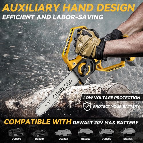 Dewalt Mini Chainsaw - 2-in-1 Cordless Electric Chain Saw with Brushless Motor & Auto-Oiler | 8-Inch & 6-Inch