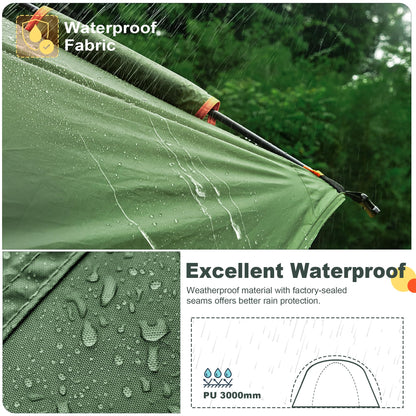 GoHimal SUV Tent for Camping, Waterproof PU3000mm Spacious Double Layer Design for 5-8 Person, Includes Rainfly and Storage Bag, 8FT L x 8FT W x 7.2FT H Green