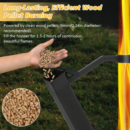 CHARMELEON Stainless Steel Pellet Stove&Wood Pellet Fire Pits for Outside – 51In Wood Pellet Heater–Outdoor Fire Pit for Backyard – Fireplace for Camping Patio Garden Picnic(Glass Tube-39.3In)