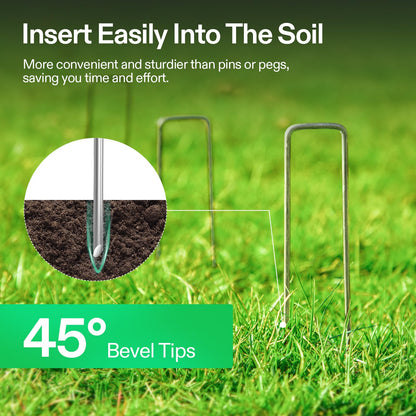 VIVOSUN 10x7x7 Ft. Large Walk in Greenhouse and 6 Inch 50-Pack Garden Stakes, Galvanized Steel Landscape Staples 11 Gauge U-Shaped Pins for Weed Barrier Fabric, Ground Cover, Soaker Hose