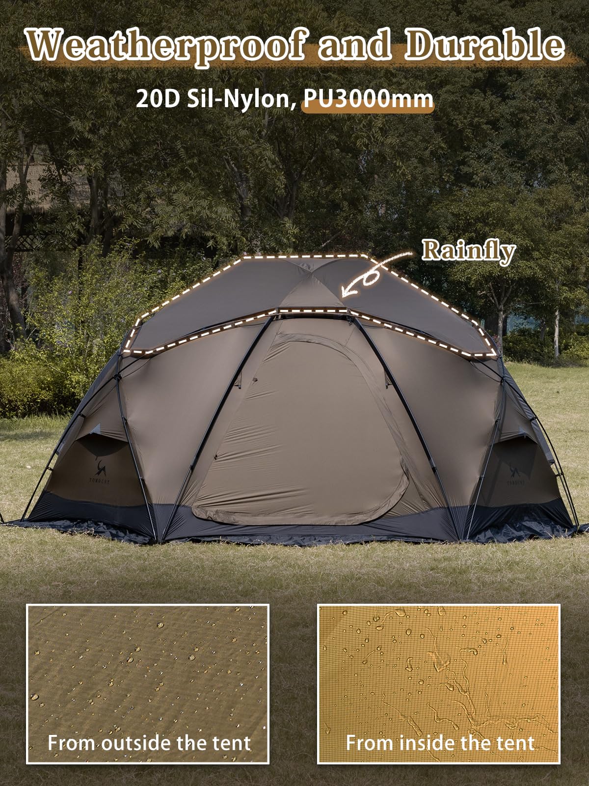 TOMOUNT Dome Hot Tent with Stove Jack 4 Person Backpacking Tent for 4 Season Nylon Waterproof Glamping Hiking