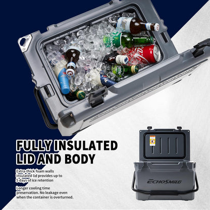 EchoSmile 25/30/35/40/60/75 Quart Rotomolded Cooler, Built to Stand up to The Rigors of The Journey