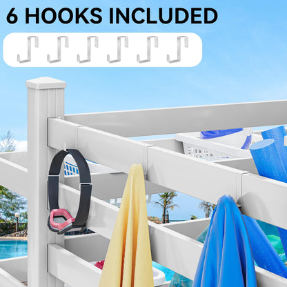 YITAHOME 64" W x 47" L x 39" H Poolside Deckbox Storage Organizer with 6 Movable Hooks, Outdoor Waterproof Pool Storage Bins