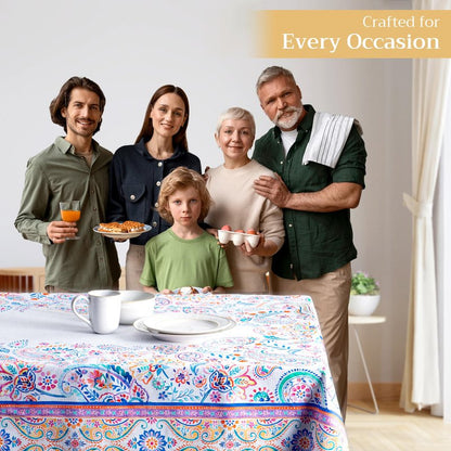 Maison d' Hermine Table Cloth Rectangle Table 100% Cotton 70 x 120 Inches Tablecloth Reusable Decorative for Dining Kitchen Room Farmhouse Home Gifts for Mothers Day Spring Summer - Indian Floral
