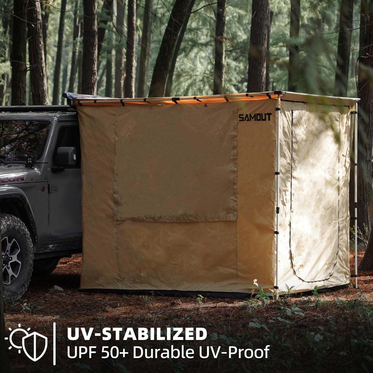 SAMOUT Vehicle Awning 8.2' x 10' Rip-Stop 420D Oxford Side Changing Room With PVC Floor, Waterproof & Wind Resistance, Easy Setup Design (Room Only)