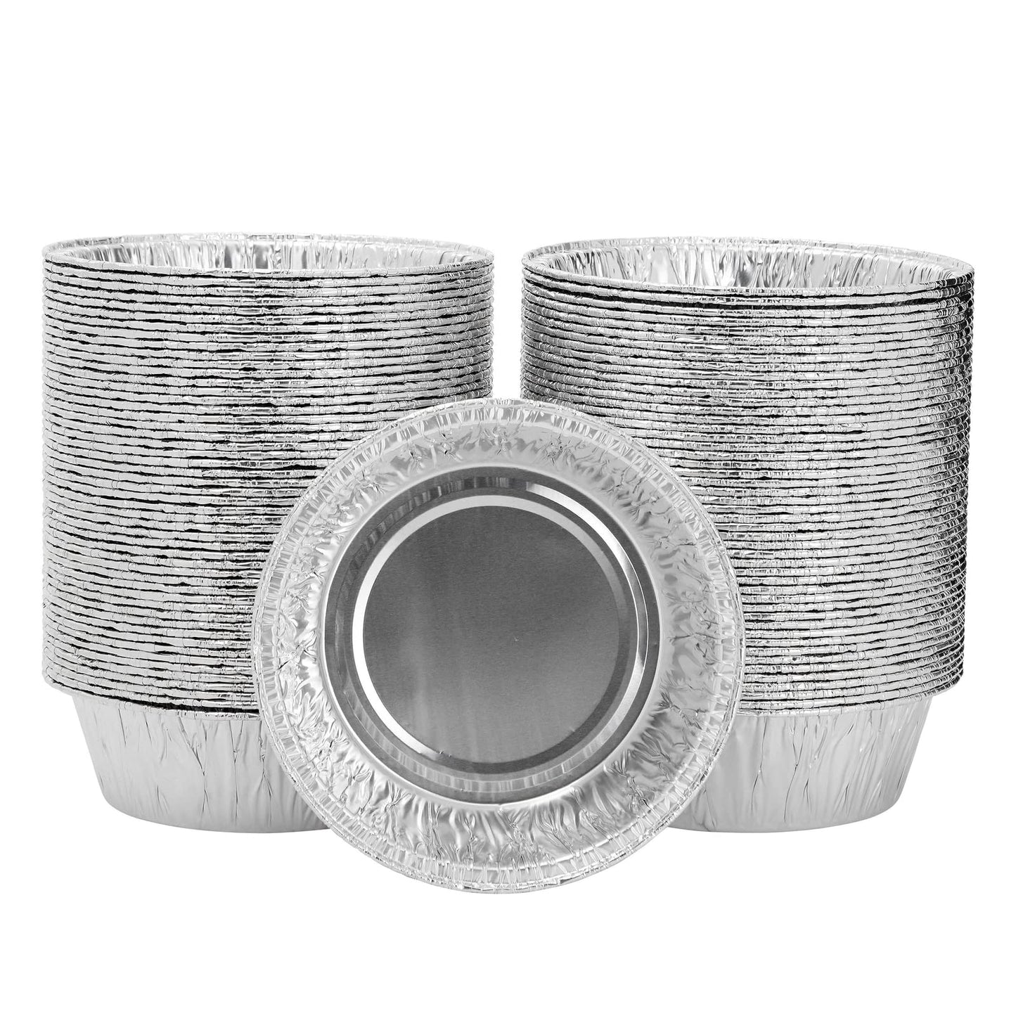 Juvale Mini Pot Pie Pans - 100 Pack, 5 In, Silver Aluminum - Disposable Aluminum Foil Pans & Tins for Pot Pie Baking, Quiche & Tarts, Oven & Freezer Safe