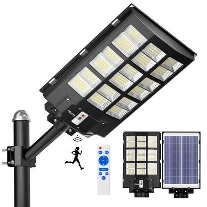 Ofuray Solar Street Lights Outdoor,Solar Security Flood Lights Parking Lot Lights Commercial Dusk to Dawn, 6500k Waterproof Led with Remote Control Motion for Street,Court,Barn (Of-3600W 218000Lm)