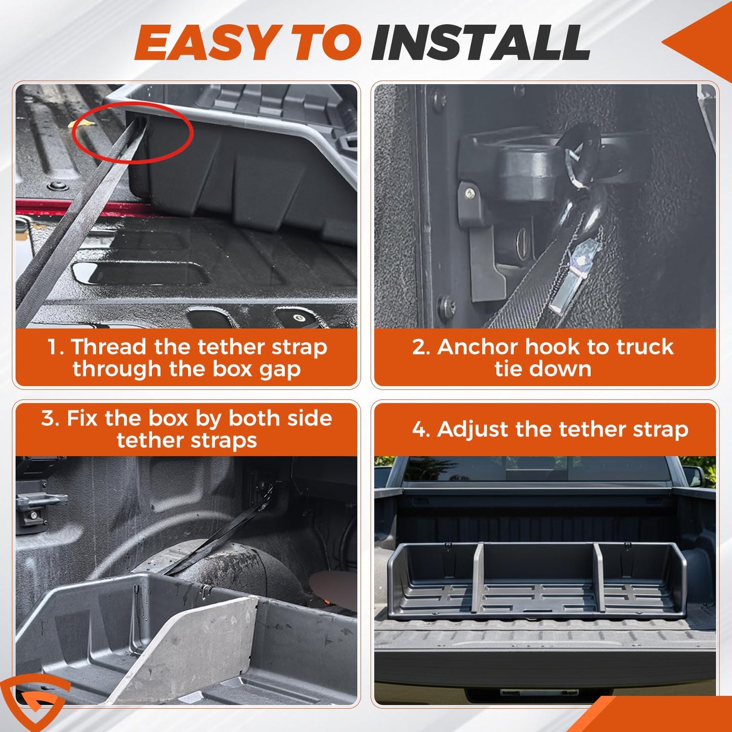 GEARLAST 52 inch Truck Bed Cargo Box, Truck Bed Organizers and Storage,Truck Bed Storage System with Isolation Netting and Tarpaulin, Tailgate-Slide Design for Effortless Loading/Unloading
