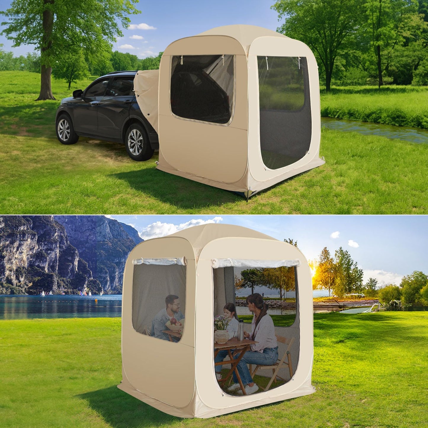 Alvantor® Pop Up Screen House, 4 in 1 Outdoor Camping Tent,6'x6'Screen Room with Mosquito Netting &Waterproof PVC, SUV Tent with Carry Bag, Instant UV Resistant Sun Shelter for Garden, Patio, Backyard