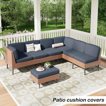 Hyha Outdoor Couch Cushion Covers - Washable Jacquard Diamond Lattice | 3-Piece Grey Set for Indoor/Outdoor Use