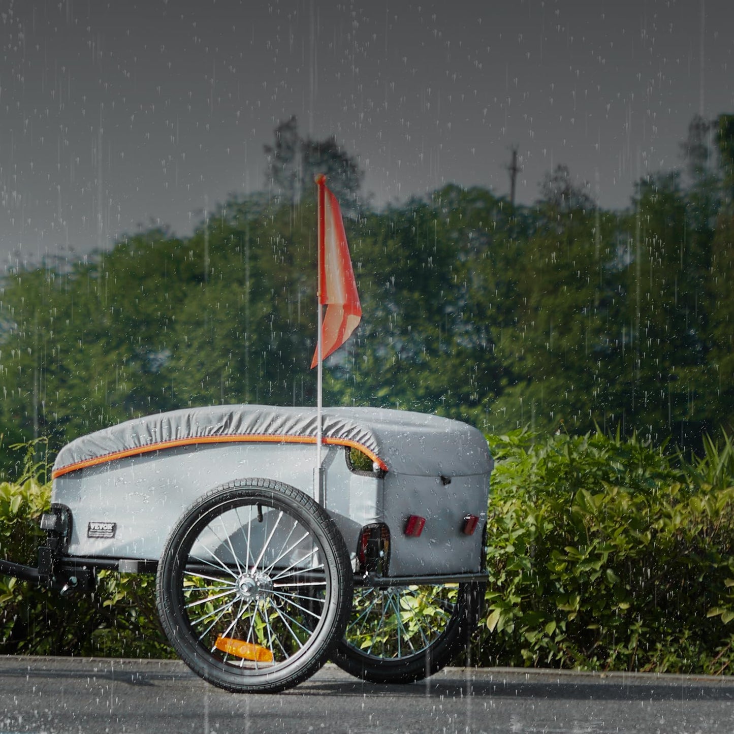 VEVOR Bike Cargo Trailer, 100 lbs Load Capacity, Heavy-Duty Bicycle Wagon Cart, Foldable Compact Storage with Universal Hitch, Waterproof Cover, 16" Wheels, Safe Reflectors, Fits 22"-28" Bike Wheels