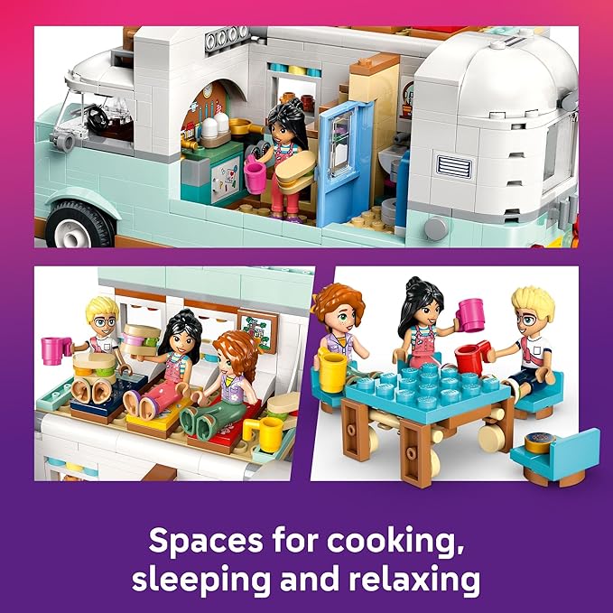 LEGO Friends Friendship Camper Van Adventure Toy Building Set - Pretend Play Set for Kids Girls and Boys Ages 7+ - Gift Idea for Birthday - with 3 Minidolls and Ferret Figure - 42663