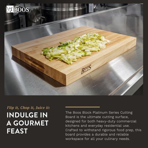 John Boos - Reversible Maple Wood Cutting Board | 20" x 15" x 1.75" - Platinum Commercial Series