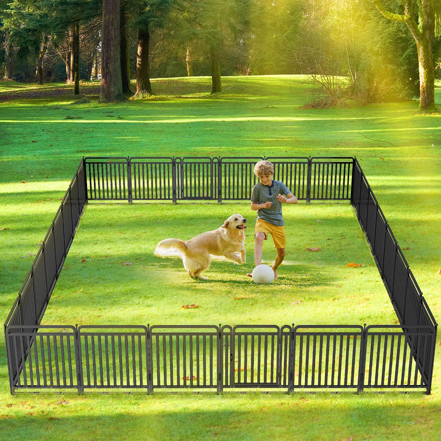 New Thickened Version Dog Playpen, 32 Inch Dog Fences for The Yard, Portable Outdoor Dog Playpen for Large/Medium/Small Dogs, Foldable Metal Dog Dlaypen, with Doors (16 Panels, 32 Inch)