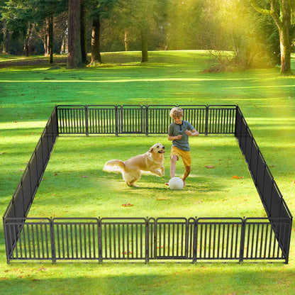 New Thickened Version Dog Playpen, 32 Inch Dog Fences for The Yard, Portable Outdoor Dog Playpen for Large/Medium/Small Dogs, Foldable Metal Dog Dlaypen, with Doors (16 Panels, 32 Inch)