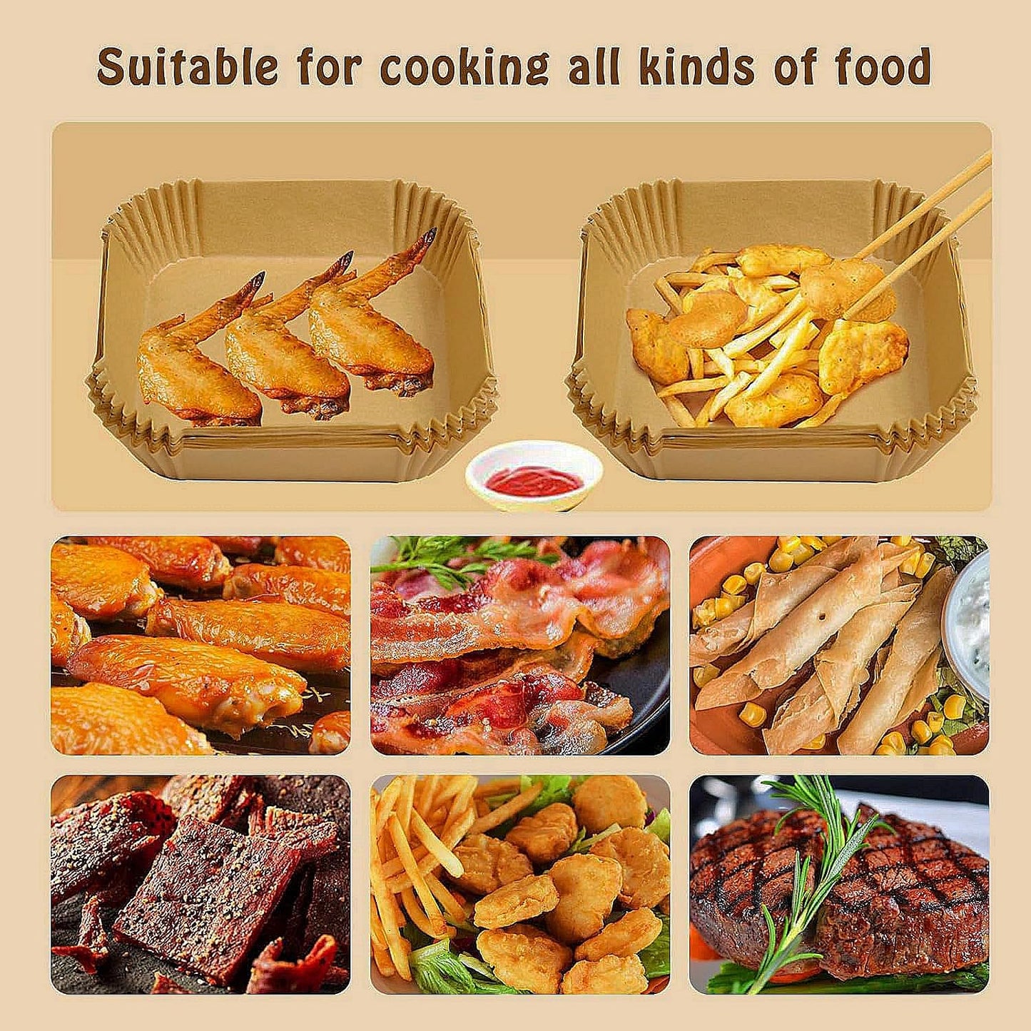 Small Air Fryer Liners Disposable Compatible with COSORI 2.1 Qt Air Fryer, 130 PCS Mini Air Fryer Liners Parchment Paper Baking Sheet for COSORI 2.1 Qt Accessories