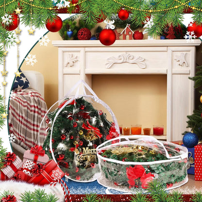Shappy Clear Christmas Wreath Storage Container - 24 Inch Bag with Dual Zippers & Reinforced Handles