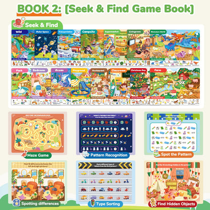 JoyCat Preschool Learning Activities Set (2-Pack) – Seek & Find Game Books and Letters Numbers Handwriting Practice Tracing Workbooks for Toddlers & Kids, Birthday Gifts for Girls and Boys Ages 3-5