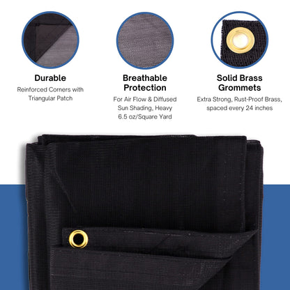 Kotap 12-ft x 24-ft Heavy-Duty 6.5 Oz Black Mesh Shade/Truck Tarp, Item: MESH-1224