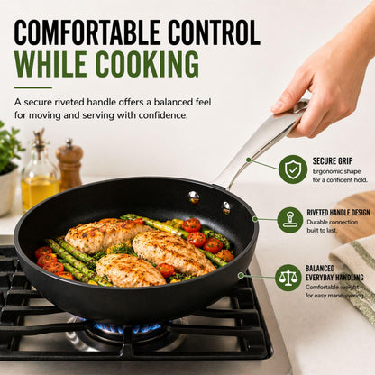 Alva Maestro 8 Inch Ceramic Nonstick Frying Pan, Non Stick Pan, PFAS Free Egg Pan, Small Frying Pan, Stainless Steel Handle, Induction Safe Nonstick Pan, PTFE & PFOA Free Cooking Pan