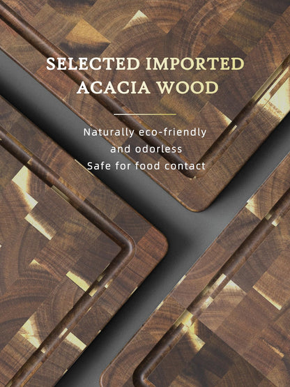 HOSHANHO 3 Packs Acacia Wood Cutting Board Set, Extra Large Cutting Boards for Kitchen Meal Prep, Durable Chopping Board with Built-in Ergonomic Handles & Deep Juice Grooves