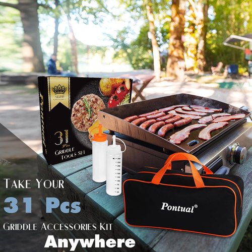 Blackstone 31PCS Griddle Accessories Kit - Professional Flat Top Grill Tools with Spatula, Melting Domes & Apron