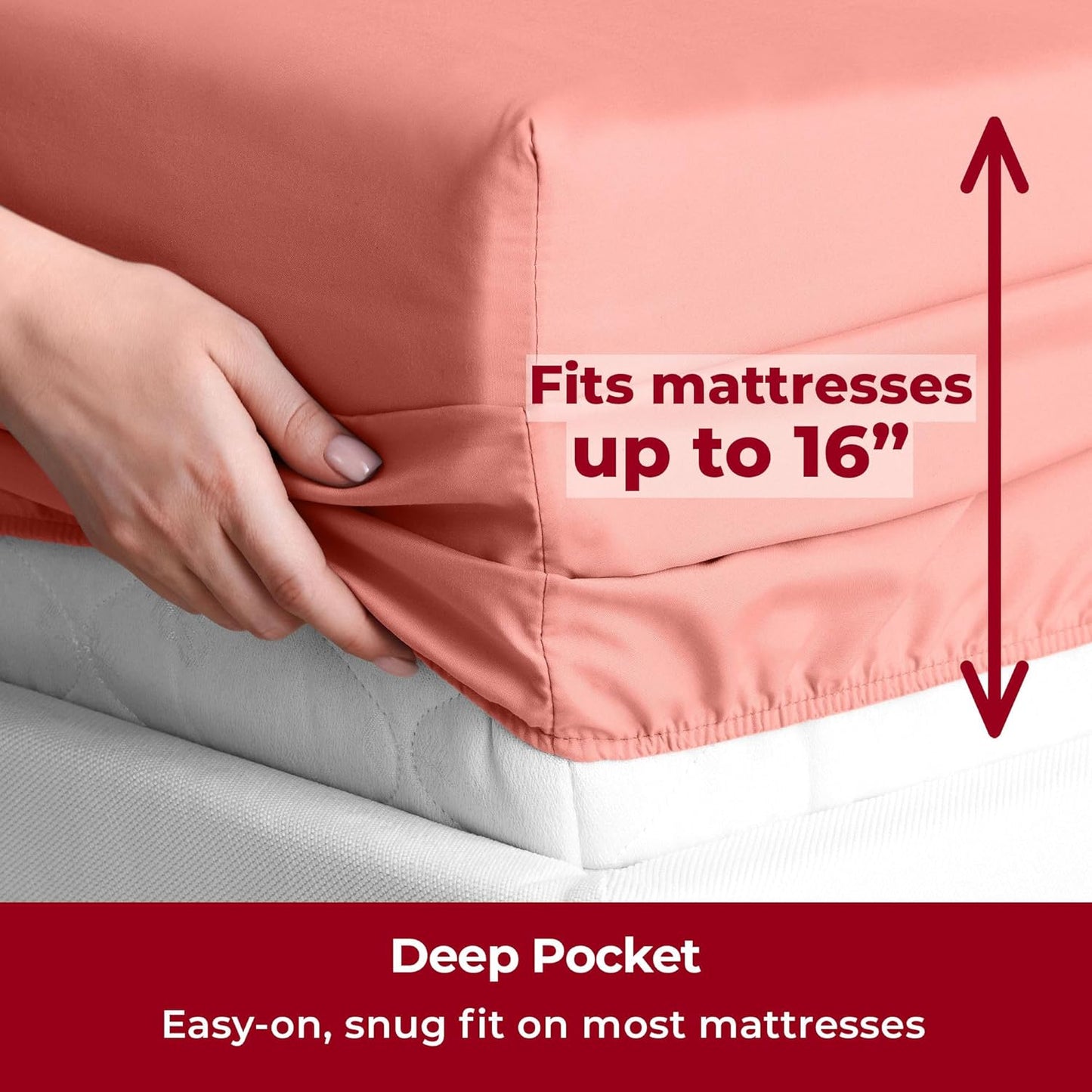Mellanni Twin Sheets Set - 3 PC Luxury Bedding Collection - Extra Soft, Cooling, Wrinkle Resistant | Coral