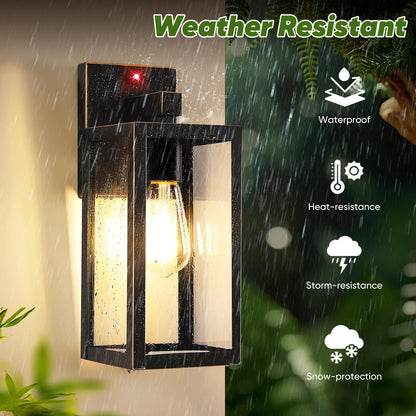 BesLowe 2-Pack Motion Sensor Outdoor Wall Lights, Bronze, 13in, Metal, Model A923, Dusk to Dawn, 3 Lighting Modes
