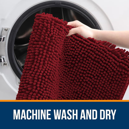 OLANLY Large Bathroom Rugs - Extra Soft Absorbent Chenille Mats | Quick Dry, Machine Washable, 47x32, Red