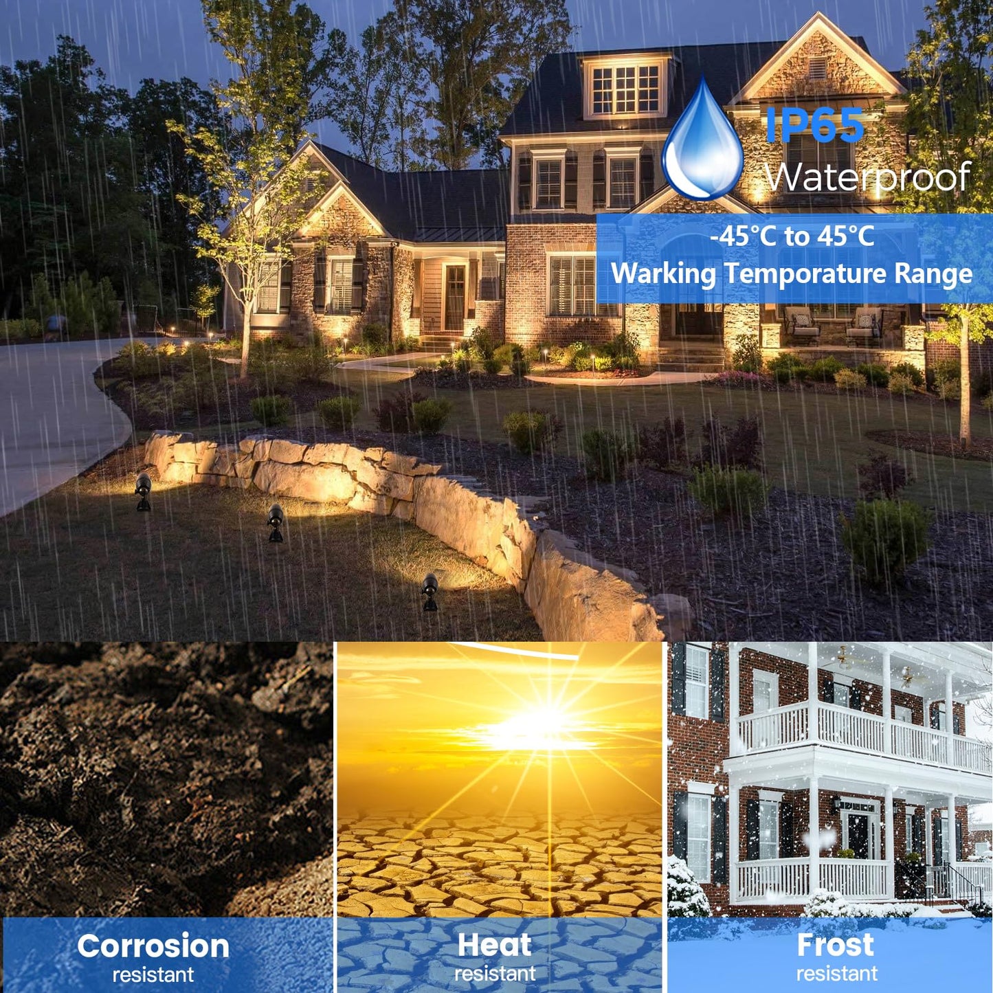 Gardencoin Solid Brass Outdoor Landscape Spotlights, 12V Heavy Duty Low Voltage LED Landscape Lights Waterproof for Garden Uplighting, Classic Bronze Accent Lighting Fixture Without MR16 Bulb, 4 Pack