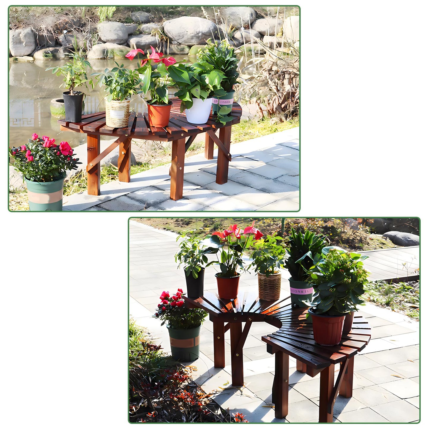 SQXLXDD Tree Bench Wrap Around, Outdoor Patio Garden Porch Curved Bench, Wood Outdoor Benches Weatherproof, Wooden Semicircular Park Benches for Outside