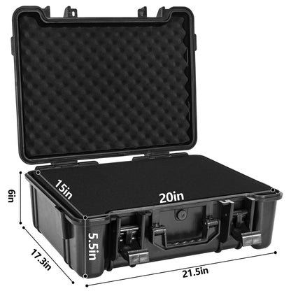 Hard Carrying Case,Shockproof Storage Box with Customizable Foam,Portable Protective Tool Box for Microphone,Recorder,Electronics,Tools,Cameras,Equipment and More, 21.5" x 17.3" x 6"