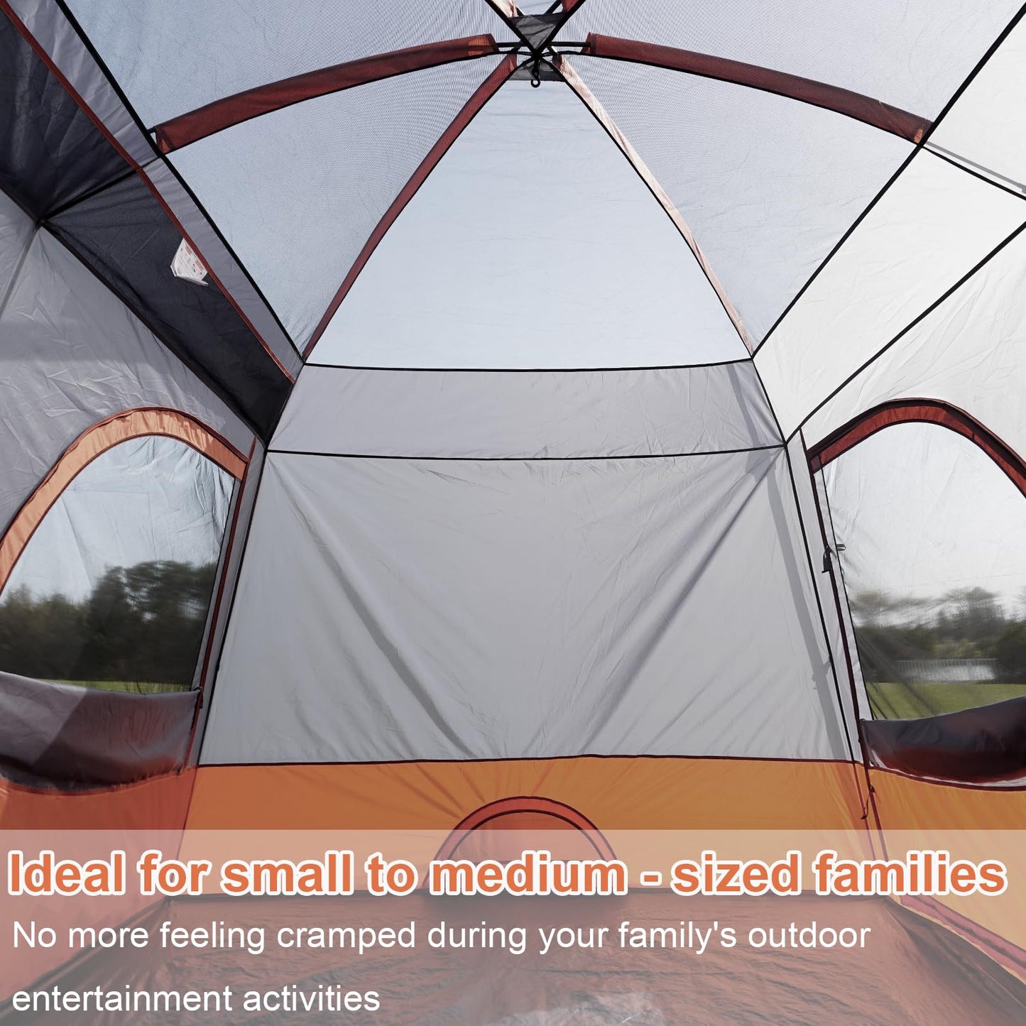 Vidalido Tents，3-4 Person Camping Tent with Extended Vestibule，Weather Resistant Family Tents with Breathable Mesh Windows，Easy Install Waterproof Outdoor Tent for Backpacking and Camping Hiking